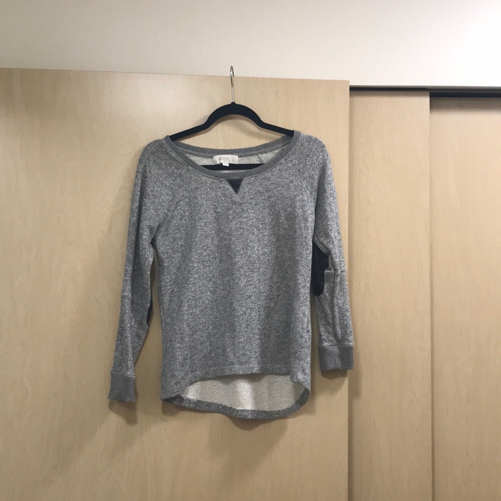 Gray Sweater with Leather Elbow Patches